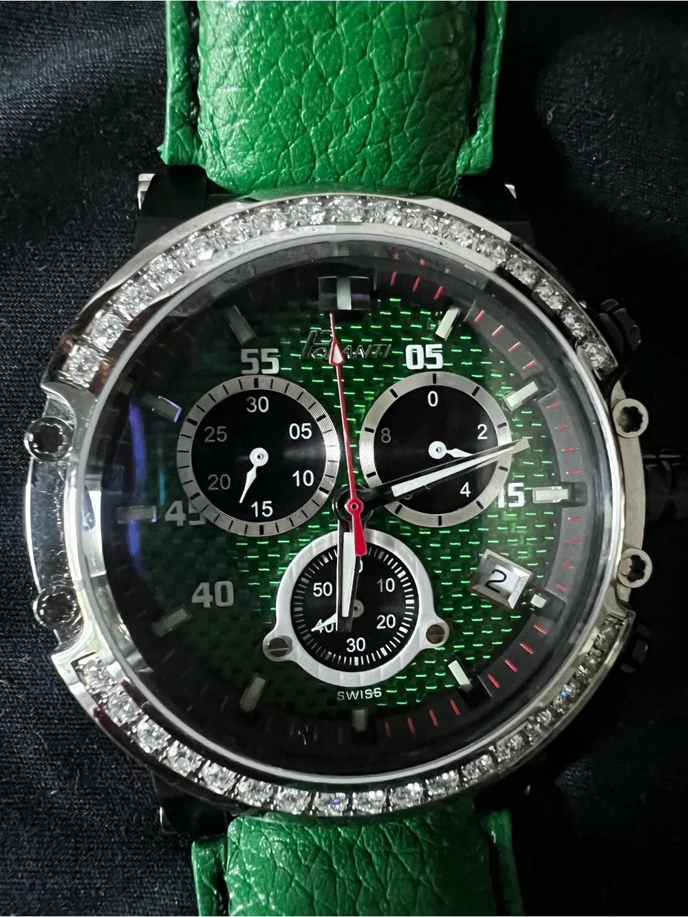 Polanti 1.5 + Diamonds after Market UPGRADE Green Chronograph with Crystal bevel